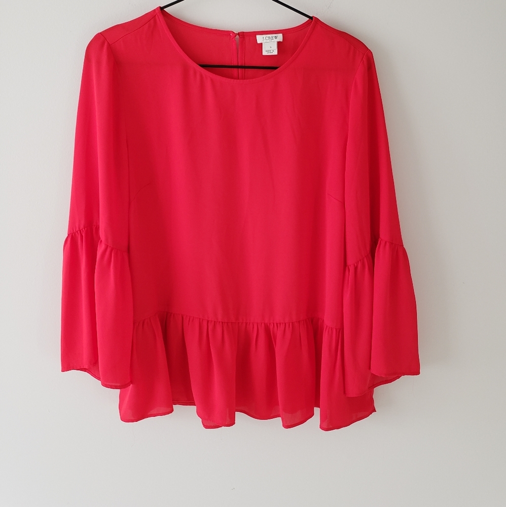 J. Crew Bell Sleeve Peplum Blouse Top szS